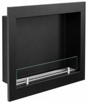 Camino a Bioetanolo da Incasso a Parete Frontale 60x15x55 cm Furore Struttura in Acciaio Nero 