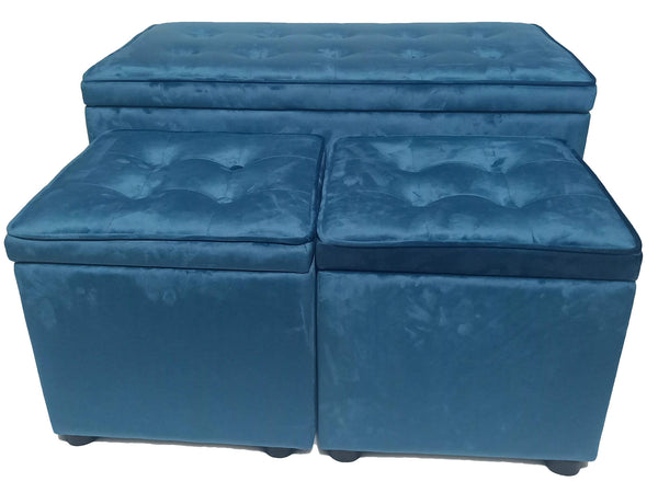 sconto Coffre et 2 Poufs en Velours Motti Dalia Kai Tortora
