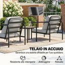Set 3 Pezzi da Pranzo Bistrò con 2 Sedie con Cuscini Spessi Tavolino con Piano in Vetro Temperato in Acciaio Nero      
