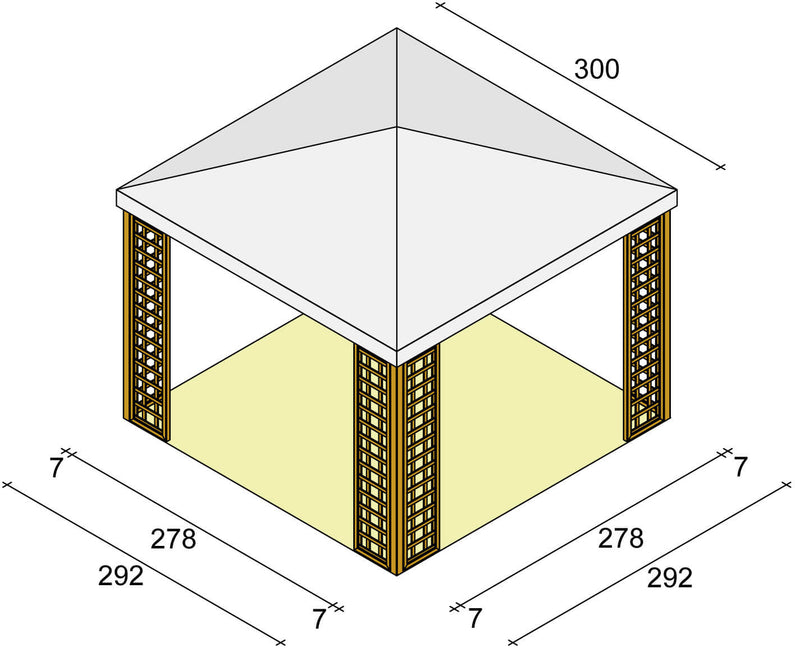 Gazebo da Giardino in Legno 3x3m con Copertura in PVC Taini Leon Pocket Grigio