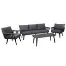 Set Salotto da Giardino Divano 2 Poltrone e Tavolino in Alluminio Medford Antracite