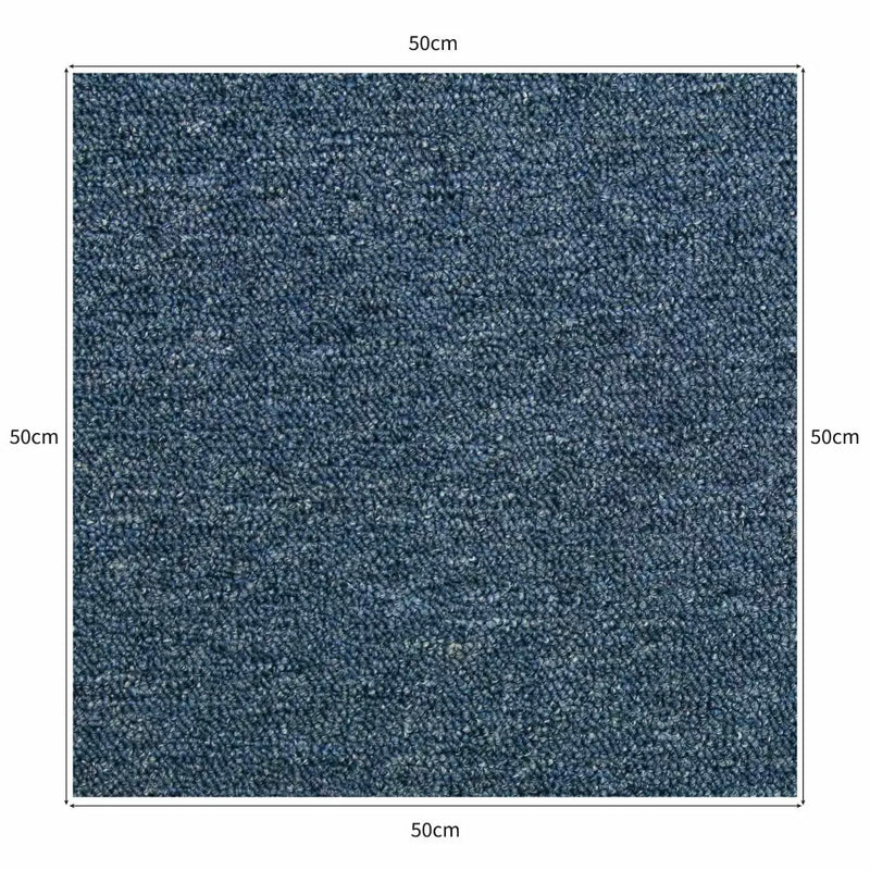 Set 20 Quadrotte di Moquette 50x50 cm 5mq in Blu Tempesta
