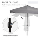 Mezzo Ombrellone da Giardino 230x130x249 cm in Metallo e Poliestere Grigio
