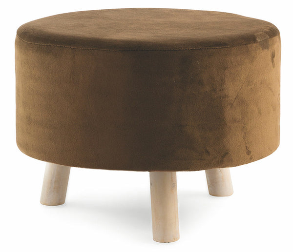 sconto Pouf Repose-Pieds Tabouret Rond Ø50 cm en Velours Soriani Marron