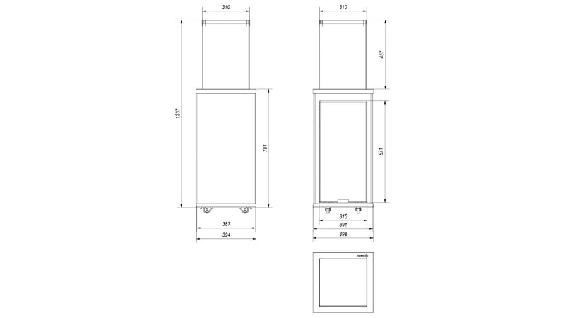 Stufa a Gas da Esterno 127,6x39,8x39,4cm Flig Gastonia Mini Bianco Lucido con Vetri