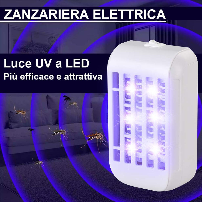 Set 2 Zanzariera Elettrica Anti Zanzare Mosche Luce 4 LED UV Elettroinsetticida
