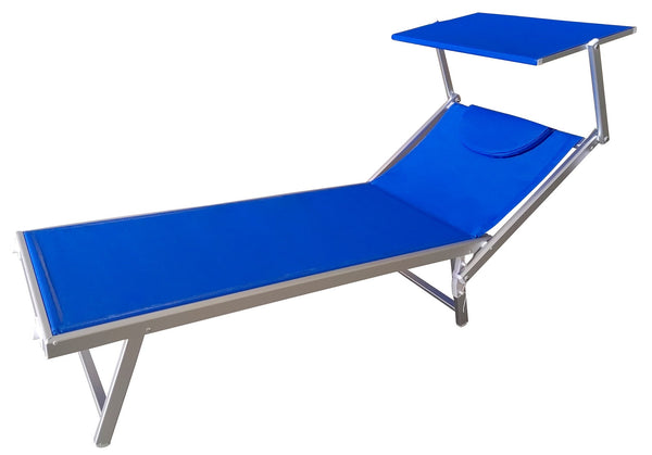 Lettino Prendisole da Giardino 186x61x38 cm in Alluminio e Textilene Blu prezzo