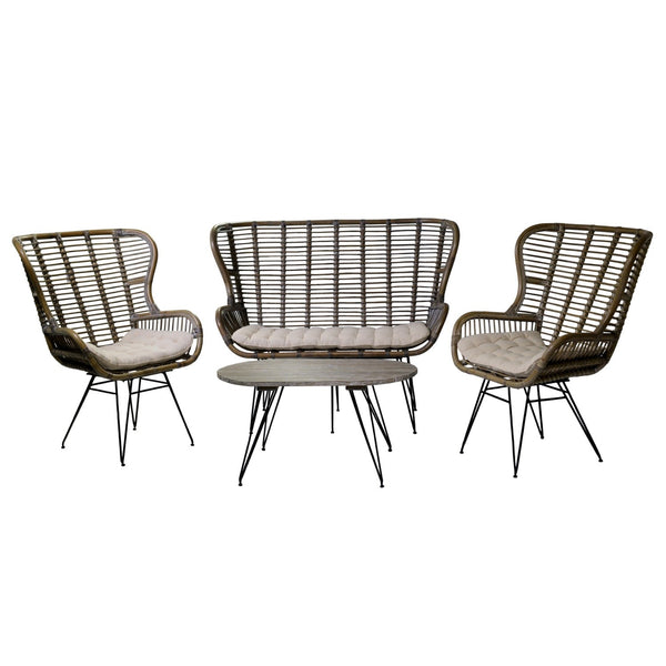 prezzo Ensemble Salon de Jardin 2 Fauteuils Table Basse Canapé en Rotin Gris Adami Colorado