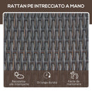 Set 2 Lettini Prendisole con Tavolino in Rattan  Marrone e Bianco
