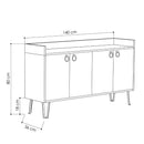 Madia 4 Ante 140x36x80 cm in MDF Dea Bianco