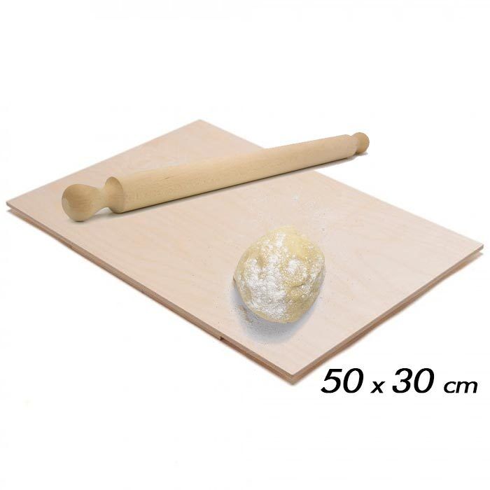 Asse Per Impastare Spianatoia In Legno Con Mattarello Pasta Pizza 50x30 cm