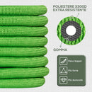 Tubo da Giardino Estensibile 15 m con Pistola Spray a 8 Funzioni Verde