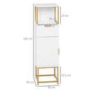 Mobile a Colonna Bagno 30x30x105 cm in Legno e Metallo Bianco
