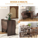 Tavolo Pieghevole Salvaspazio con 2 Ribalte Ovale 163x80x75 cm in Legno Marrone