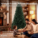 Albero di Natale Artificiale 98x98x180 cm con 888 Rami Ignifughi e Base Pieghevole in Metallo Verde      