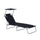 Chaise longue pliante inclinable en fer avec pare-soleil Oxford noir