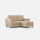 Canapé 2 places avec pouf 152x155x85 cm Yasel en tissu beige