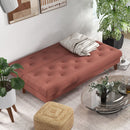 Divano Letto 3 Posti 185x85x84 cm in Tessuto Effetto Lino Arancione