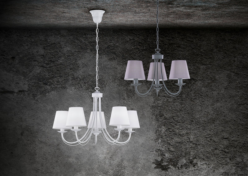 Lampadario da Interno  E14 in Metallo Bianco Opaco