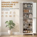 Mobile Bagno Alto da Terra 60x30x170 cm con Ripiani Regolabili in MDF e Metallo      