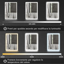 Armadietto da Bagno con Specchio Luci LED Regolabili e Funzione Anti-Appannamento in Alluminio Nero      