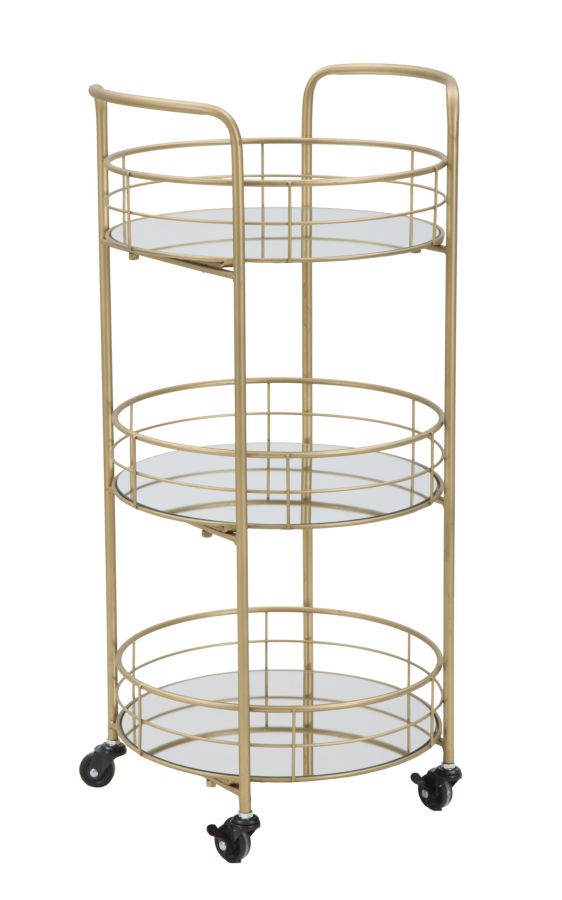Chariot Glam Rond Ø38x77,5 cm en Fer et Verre Doré prezzo