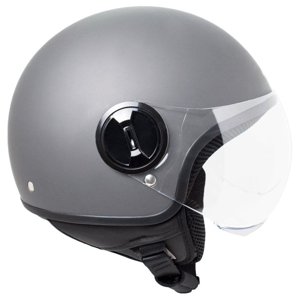 Casque Demi-Jet Scooter Ska-P 1 WH Wolli Matt Grey Visière Forme Différentes Tailles sconto