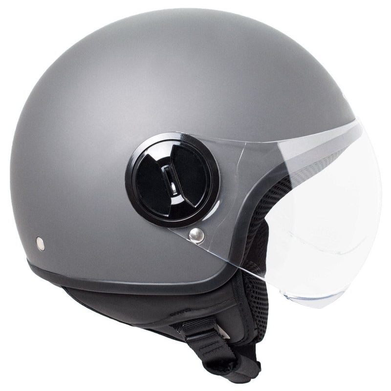 Casco Demi-Jet per Scooter Visiera Sagomata SKA-P 1 WH Wolli Grigio Opaco Varie Misure