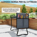 Sedia Inginocchiatoio 2 in 1 con Borsa Portaoggetti 58x28x49 cm e Cuscino in Acciaio e EVA Grigio e Nero      