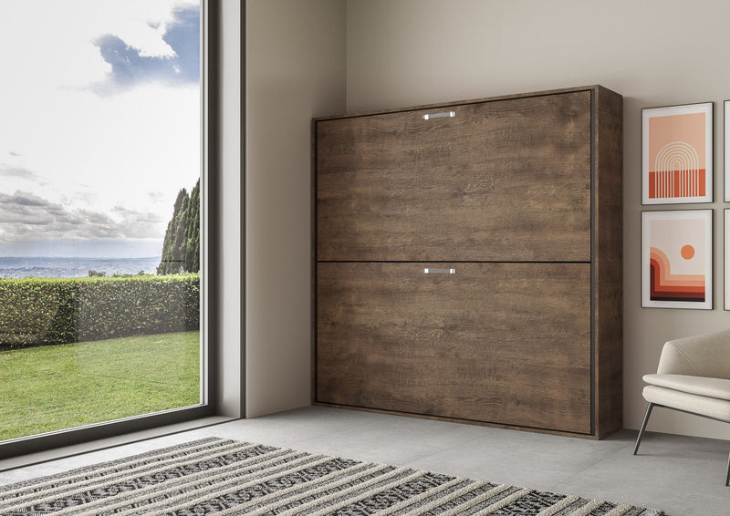 Letti Singoli a Scomparsa Salvaspazio Orizzontale Kando H191 cm Marrone