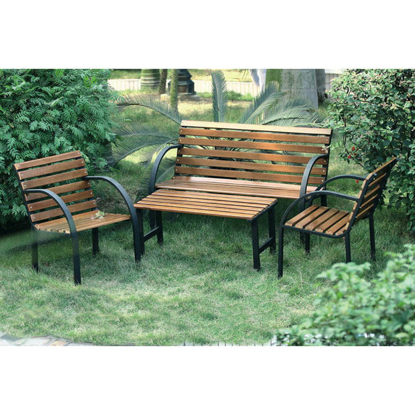 online Ensemble Salon de Jardin Banc + 2 Fauteuils + Table Basse Parco en Bois