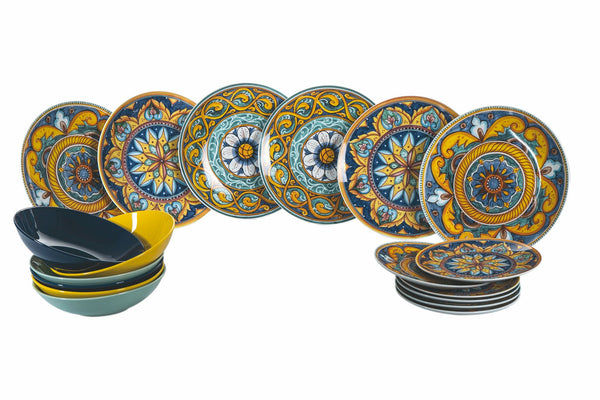 Service à Vaisselle 18 Pièces en Porcelaine et Grès 6 Places en 3 Décors Différents VdE Tivoli 1996 prezzo