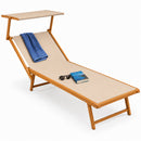 Lettino Prendisole 189x58x36 cm con Struttura in Alluminio Effetto Legno e Tessuto Beige     