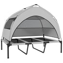 Lettino per Cani 106x76x94 cm con Copertura a 3 Lati Rimovibile in Poliestere e Acciaio Grigio Chiaro e Nero      