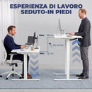 Scrivania Regolabile in Altezza Elettrica 140x60x72-118 cm con Funzione Memoria in Legno e Acciaio Bianco      