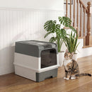 Lettiera per Gatti Chiusa 48x35x36 cm con Vassoio Estraibile Paletta e Deodorante in PP e ABS Grigio      