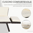 Divano da Giardino 2 Posti Trasformabile in Lettino in Rattan Sintetico Bianco 129x66x79 cm