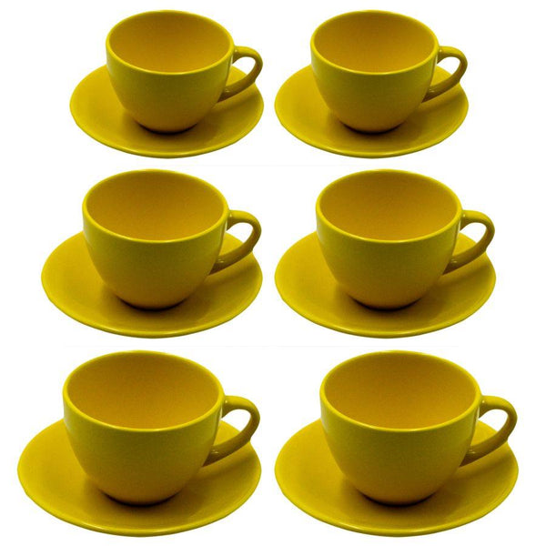 Set 6 Tazze da The con Piattino Ø9,5xh7 cm in Gres Porcellanato Romeo Giallo acquista