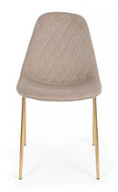 Set 4 Sedie 48x55x85 cm in Poliestere Effetto Velluto Tortora