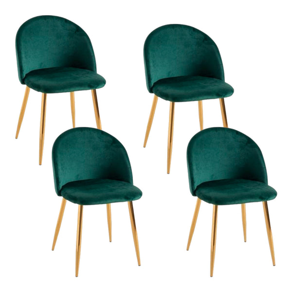 Set 4 Sedie Imbottite 38x43x74 cm in Vellluto Velvet Ottanio e Oro prezzo