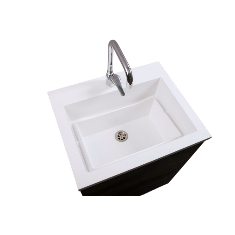 Mobile Lavatoio Sospeso Vasca Zeus in MineralMarmo Apertura a Cassettone 80x48x50 cm Grigio Cemento