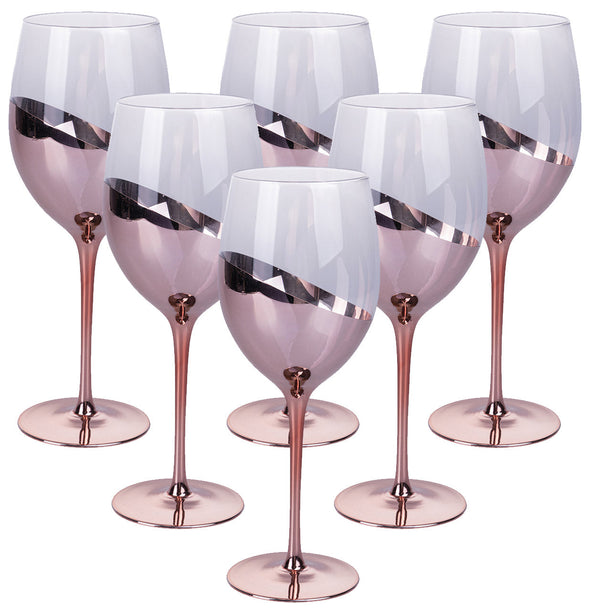 Ensemble de 6 Gobelets Chic en Verre Transparent et Or Rose VdE Tivoli 1996 prezzo