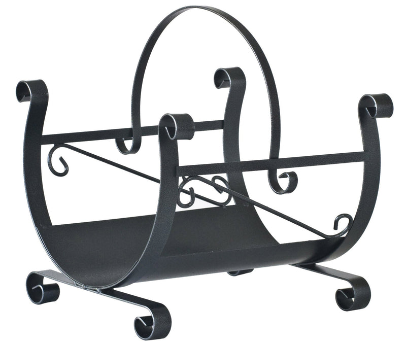 Portalegna per Camino 43x38x47 cm in Ferro Battuto Bauer Vienna Nero