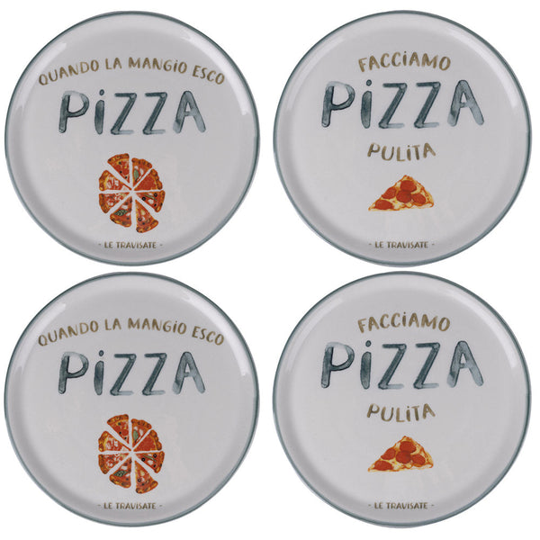 prezzo Set de 4 Assiettes à Pizza Ø33x2 cm en Porcelaine VdE Tivoli 1996 Le Travisate Blanc