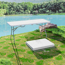 Tavolo da Giardino Pieghevole 180x74x74 cm con Maniglia in Acciaio e Plastica Bianco   
