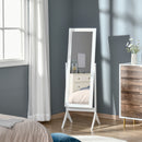 Specchio a Figura Intera da Terra 47x46x148 cm Angolazione Regolabile in Legno e Vetro Bianco  