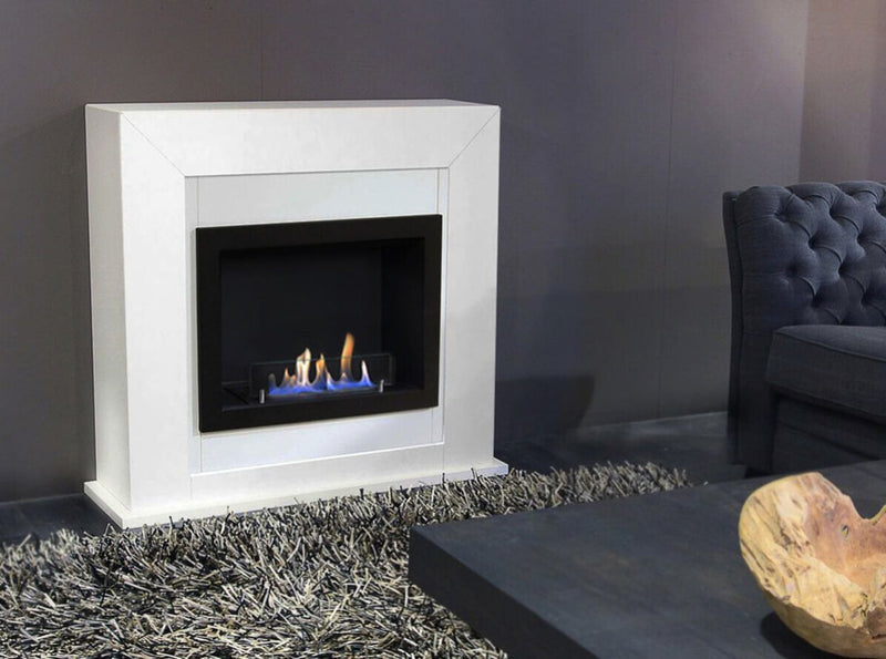 Cornice per Camino in Legno MDF 98x91x30,6cm Ruby Fires Adra Bianca