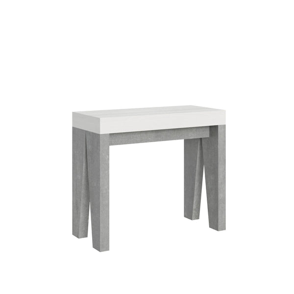 sconto Consolle Allungabile 90-300x40x77 cm in Nobilitato Bianco e Grigio