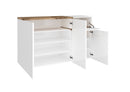 Scarpiera 3 Ante Battenti 1 Antina a Ribalta 120x40x80,1 cm Zet Bianco Lucido e Acero Pereira