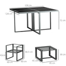 Set Tavolo con 4 Sedie e 4 Sgabelli da Giardino in Alluminio Grigio
